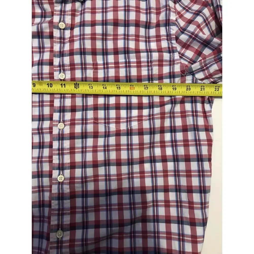 Banana Republic Shirt Mens Large Button Up Check Plaid Red Blue Long Sleeve A5